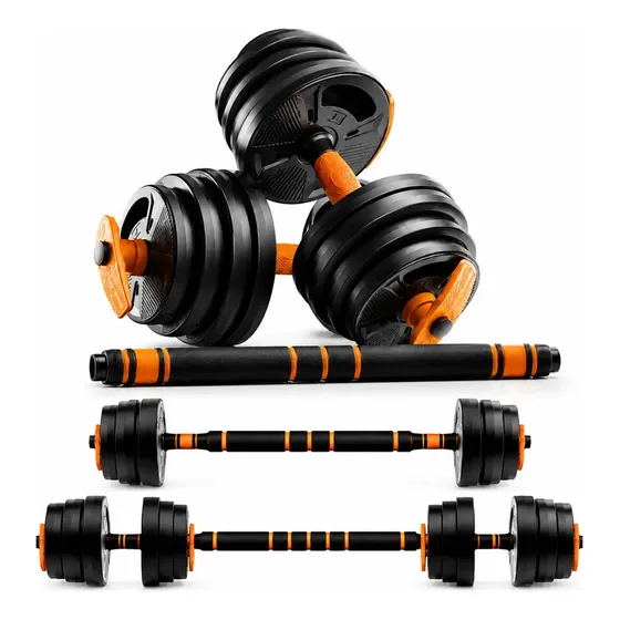 Set 30 Kg Mancuernas Y Barra Newgen Premium Naranja