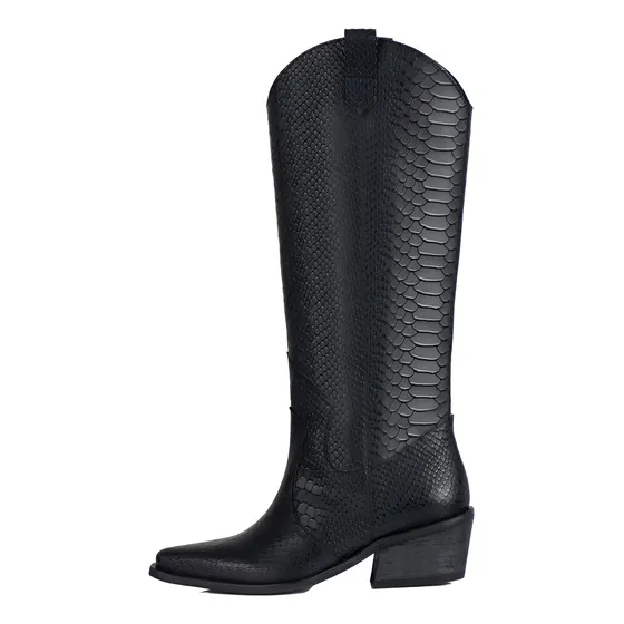 Bota Durango Cuero Croco Negro
