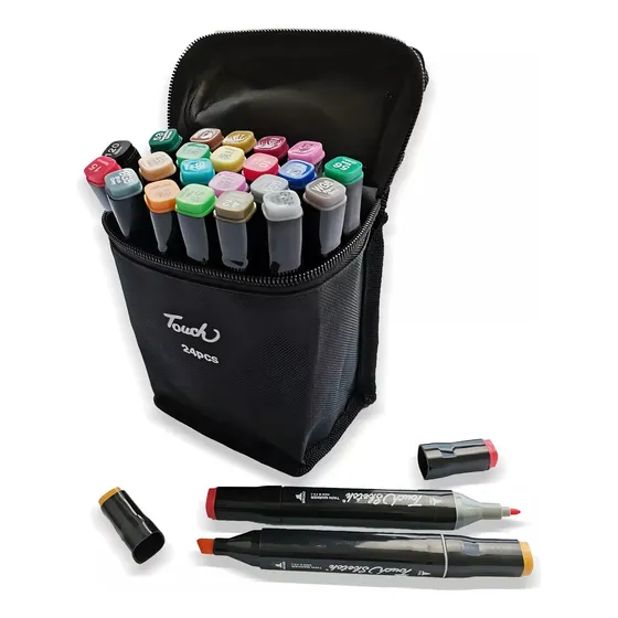 Marcadores O Fibrones Doble Punta Touch X 24u. + Estuche