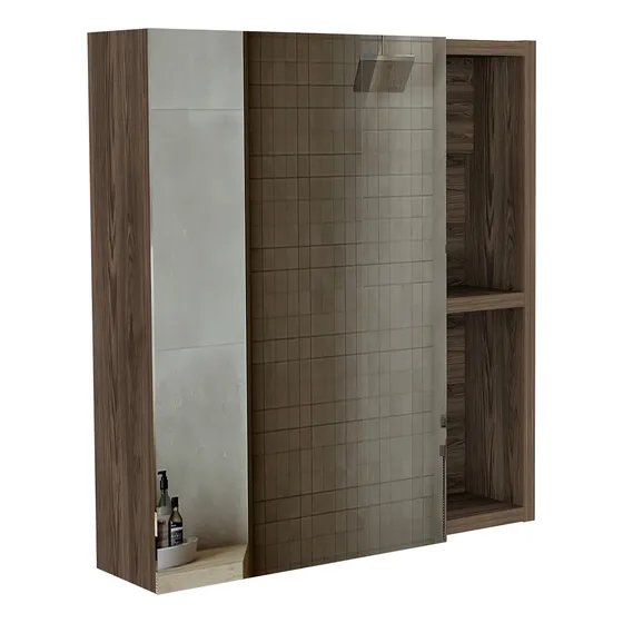 Gabinete De Baño Labell, Chocolate, Espejo Y Entrepaños Color del mueble Chocolate