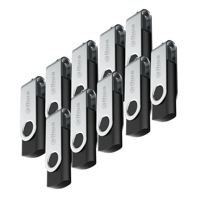 Dahua Kit De 10 Memorias U116 Usb Flash Drive 32gb Diseño Con Tapa Metálica 2.0 Lectura De Hasta 25 Mbs Escritura De Hasta 10 Mbs Ideal Para Todo Tipo De Trabajo Un10-usb-u116-20-32gb Negras