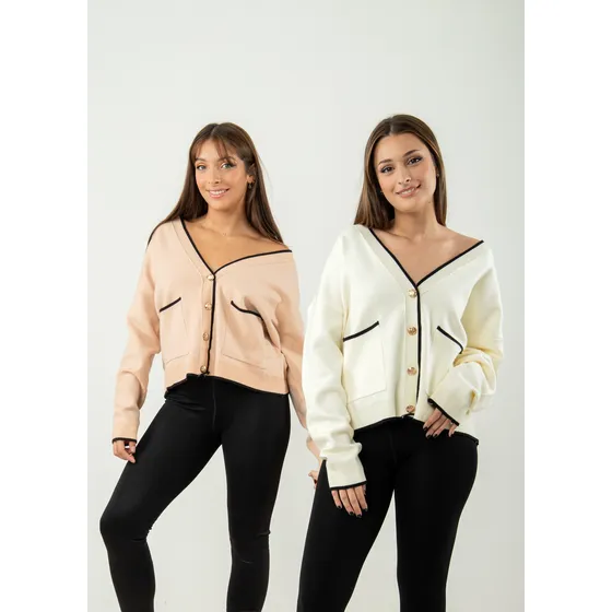 Cardigan Con Borde Negro Byh