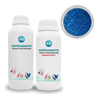 Resina Epóxi 300g + Glitter Ag 10g De Cor Cor Azul Resina Epóxi 300g + Glitter Ag 10g De Cor Cor Azul
