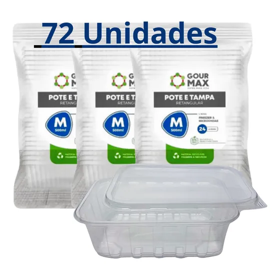 Pote Descartável 500ml Freezer Microondas Marmita - 72 Unid