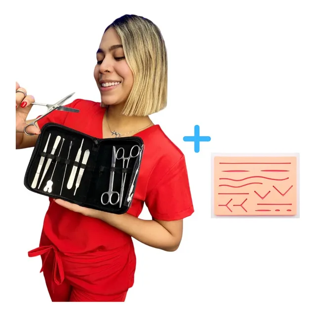 Combo Estuche De Disección Gmd 9 Piezas + Pad De Suturas