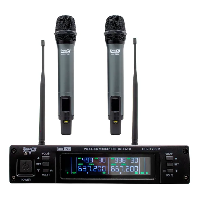 Microfono Inalambrico Doble De Mano Pro Dj Uhv712m Uhv-712m