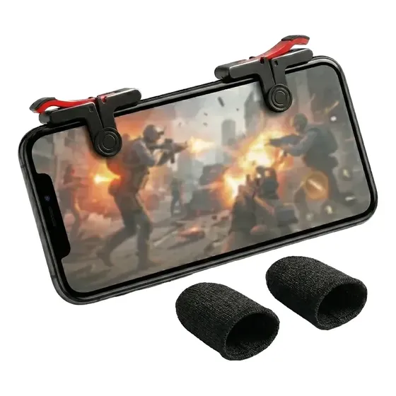 Kit Gatilho Celular L1 R1 + Luva Dedo Gamer Free Fire Pubg