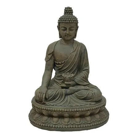 Fonte Buda Tibet Médio A:58cm L:42cm Cimento Verde Old Stone 127/220v