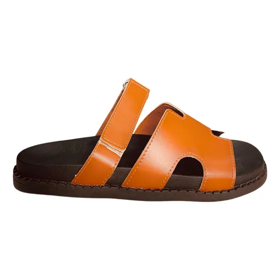 Sandália Chinelo Papete Flatform Hermes Com Velcro Confort