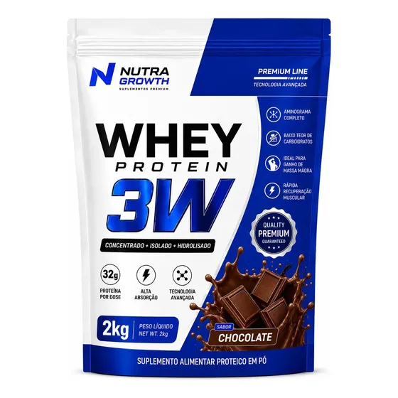 Whey Nutra Growth 2kg Isolado Hidrolizado E Concentrado