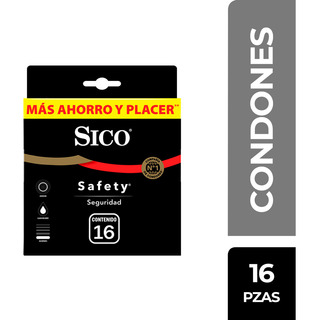 Sico® Safety, Condones De Hule Látex, Caja De 16 Pzas Sico® Safety, Condones De Hule Látex, Caja De 16 Pzas