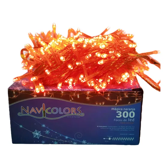 Tira De Luces Led Serie 300 Luces Naranja Gran Iluminacion