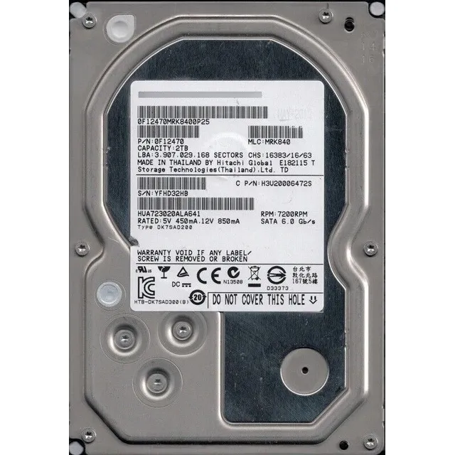 Disco Duro Rigido Hitachi Hua722020ala330 2tb 3.5 Sata