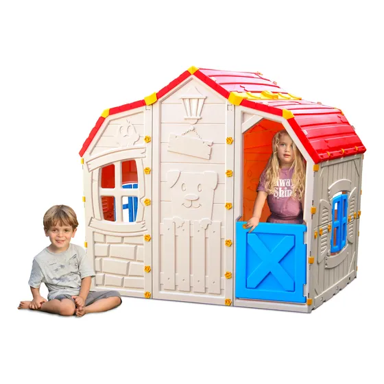 Casa Casita De Juego Infantil Grande Ram Fantasy De Plástico Rojo