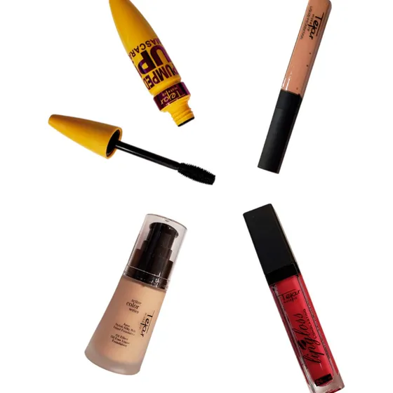 Set Make Up, 1 Labial, Base Liquida, Mascara Y Corrector.