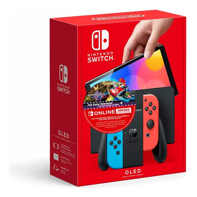 Switch Oled Neon Mario Kart 8 + 3 Meses Suscripcion Online