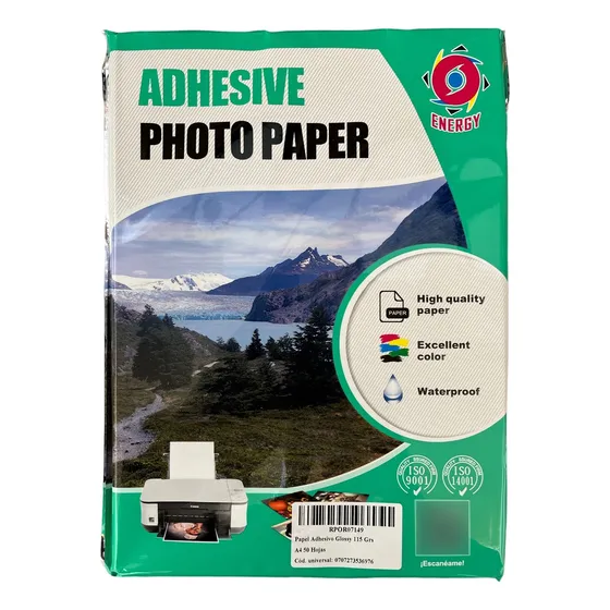 Papel  Adhesivo Glossy 115 Grs A4 100 Hojas