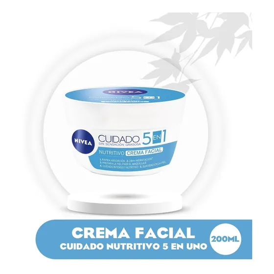 Crema Facial Cuidado Nutritivo Nivea 5 En Uno 200 Ml 