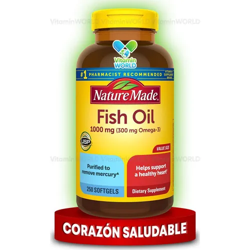 Nature Made Aceite De Pescado 1000 Mg Omega-3 250 Softgels Sabor Sin Sabor