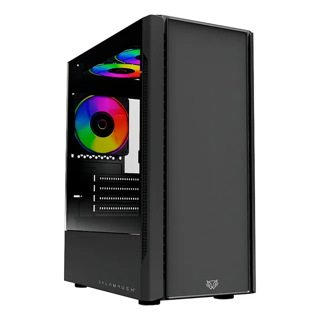 Gabinete Gamer BALAM RUSH NYX GI730 Micro ATX Mini Torre 3 Fan Cristal Templado RGB Negro BR-936095