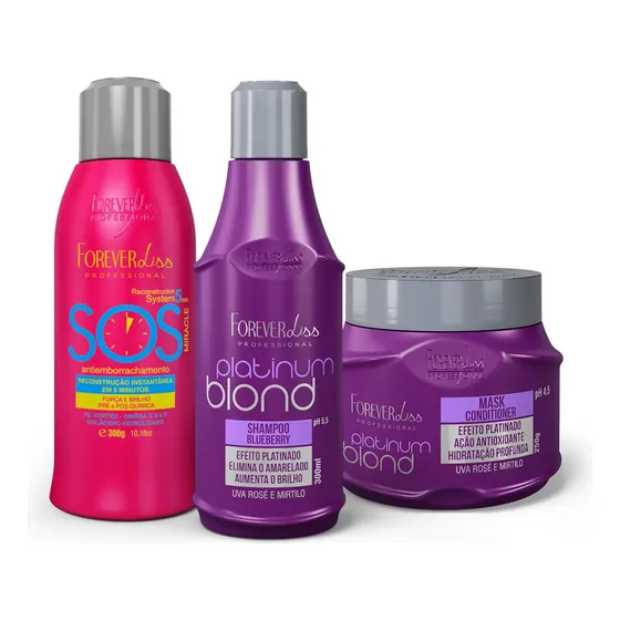 Kit Platinum Blond Com Reconstrutor Sos 300ml Forever Liss