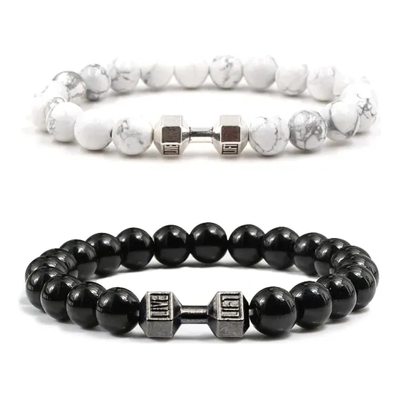 Pulsera Mancuernas Hombre Ajustable Piedra Lava Volcánica