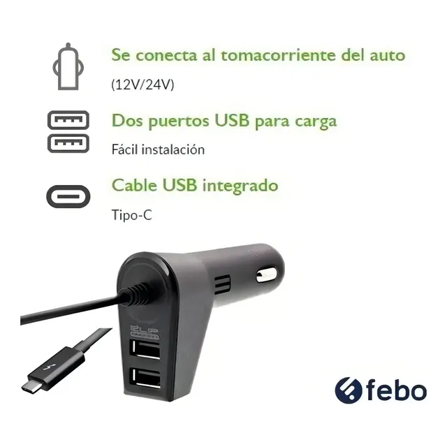 Cargador Auto 2 Usb Klip Xtreme Tablet iPhone Celular Y+