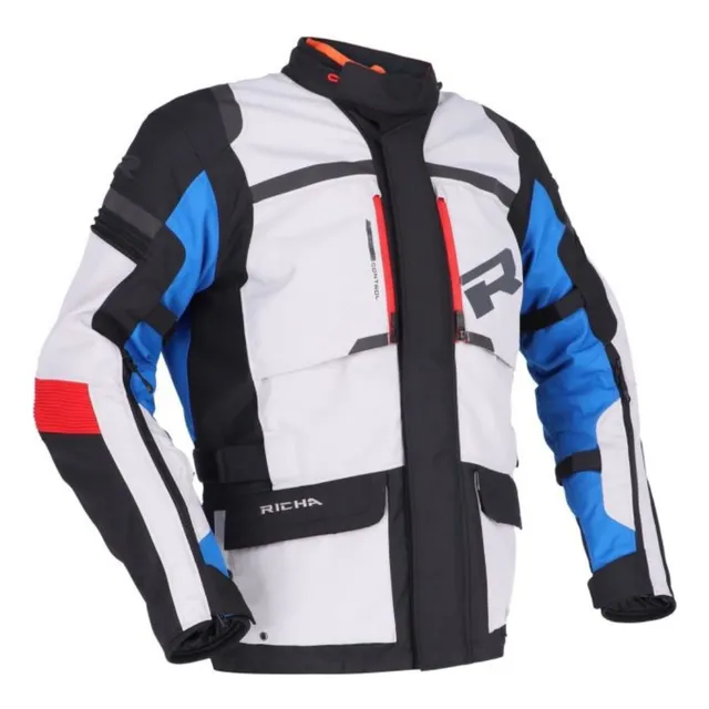 Chaqueta Para Moto Richa Brutus Gore-tex Gris/azul/roja