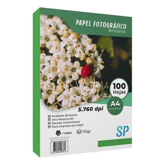 Papel Fotográfico Glossy A4 115gr Alto Brillo X 100 Hojas