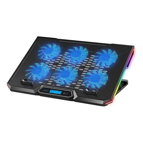 Base Ventilador Enfriador Notebook 6 Fans Lcd Rgb Hasta 17 Color 52049 SUB ZERO X6 Linkon Negro