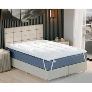 Pillow Top Para Cama Casal Grosso Extra Macio De 400 Fios Hotel Branco Matelado