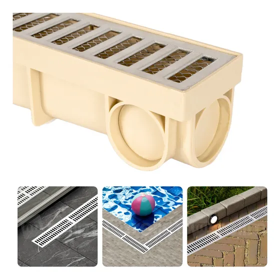 Ralo Linear Piscina Anti Odor Tela Anti Insetos 1 Metro Bege