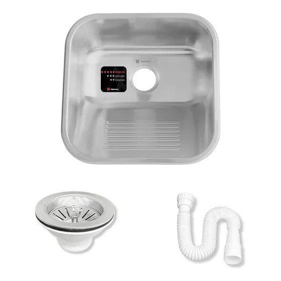 Tanque Inox 40x40 Escovado Aço 304 Válvula + Sifão Alphanox