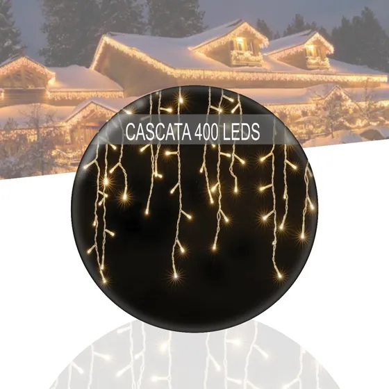 Cascata 400 Leds Branco Quente Fixa 8 Funções 110v 220v 10m