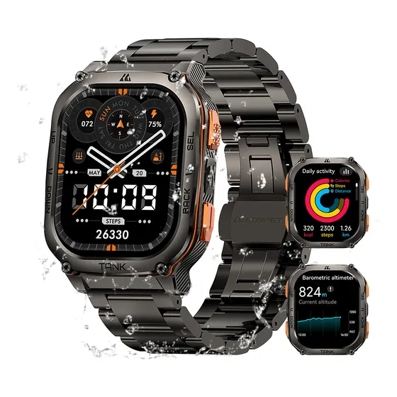 Kospet Tank M3 Ultra Smartwatch Reloj Inteligente Militar Para Hombre Gps Función Resistente Al Agua Detección De Frecuencia Cardíaca Detección De Ejercicio Detección De Estrés Monitoreo Del Sueño
