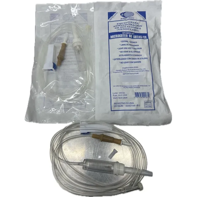 Equipo Microgoteo Luer Slip 60 Gotas Bulbo, Bolsa X 25 Unds