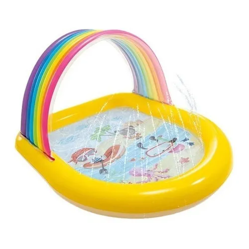Piscina Inflable Arcoíris Con Rociador Intex