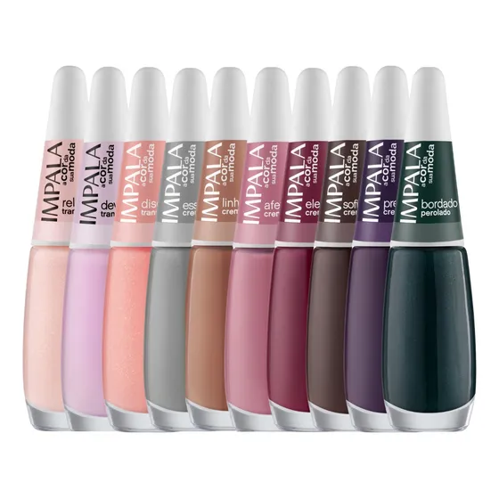 Kit 10 Esmaltes Impala Coleção A Cor Da Moda 6 Lançamento