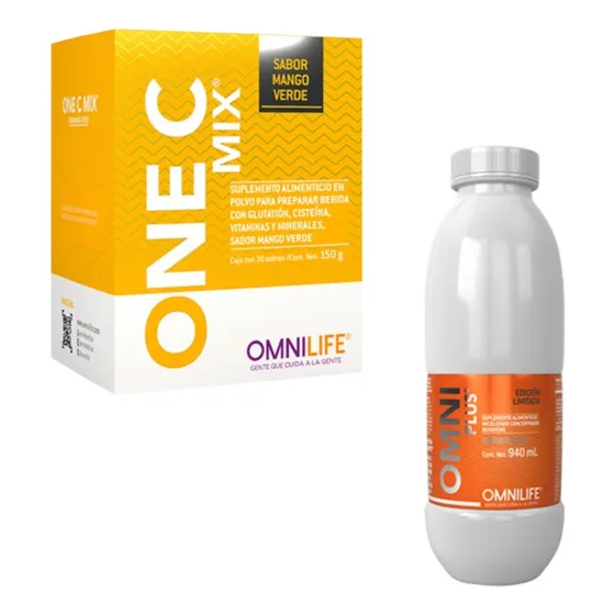 Omniplus Botella Y One C Mix Caja Omnilife Frutas Y Mango Verde