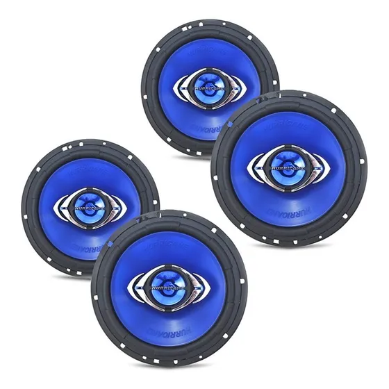 Kit 4 Alto Falante 6 Polegadas Portas Hurricane 65w Rms Som Automotivo Quadriaxial Qualidade 2 Pares Cone Polipropileno 
