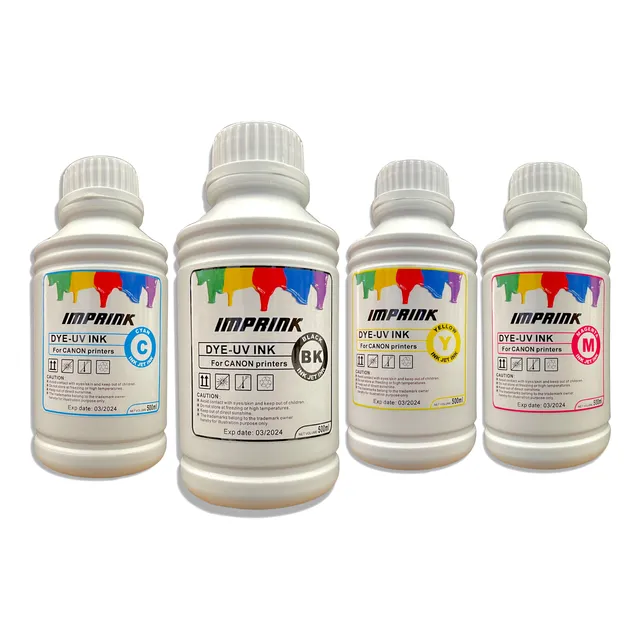 Pack Tinta Imprink Dye Uv Para Impresoras Canon 500ml