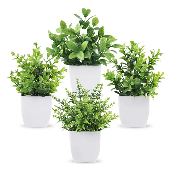 4 Plantas Artificiales Macetas Decorativas Bonsai Hogar