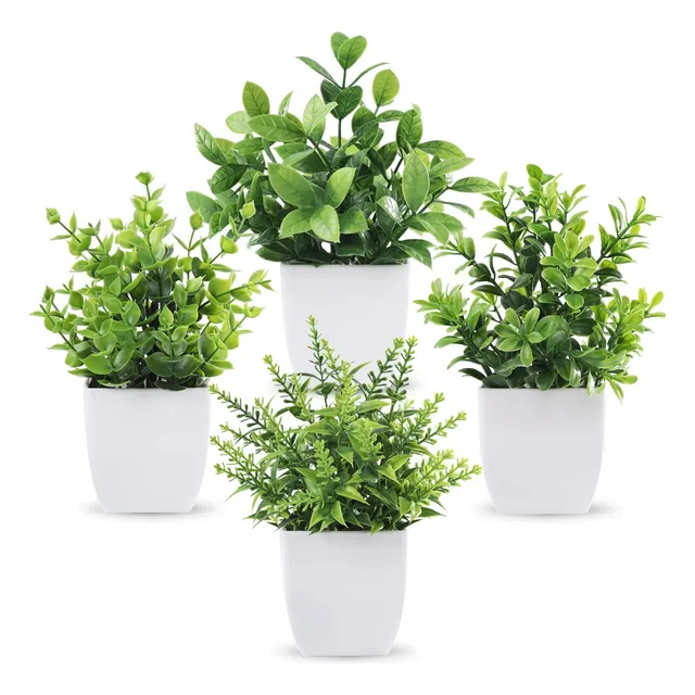 4 Plantas Artificiales Macetas Decorativas Bonsai Hogar