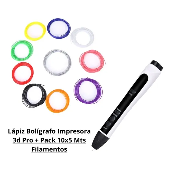 Lápiz Bolígrafo Impresora 3d Pro + Pack 10x5 Mts Filamentos