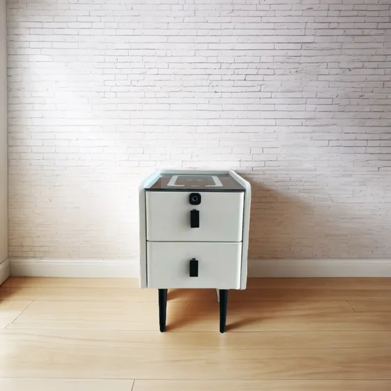 Mesa De Luz Smart-slim 2 Cajones-apert Huella-luz-parlante