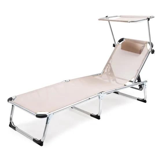 Reposera plegable con techo Relan 1012861 areia reclinable color beige