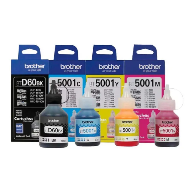Kit De 4 Tintas Brother D60bk Negro- 5001 Originales Cy Ma Y