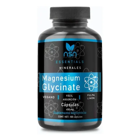 Glicinato de Magnesio Quelado 450mg NSN Con Pulpa de Limón 4 veces más Absorbible Para 100 días