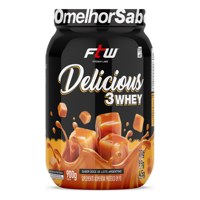 Delicious 3 Whey Proteína Hidrolisada Concentrada E Isolada Pote 900g Sabor Doce De Leite ... Delicious 3 Whey Proteína Hidrolisada Concentrada E Isolada Pote 900g Sabor Doce De Leite ...