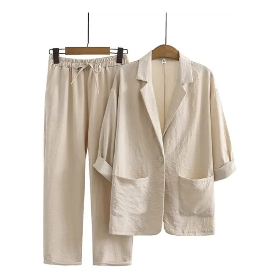 Conjunto Lino Set Plus Size 2 Piezas Blazer Talle Grande 4xl